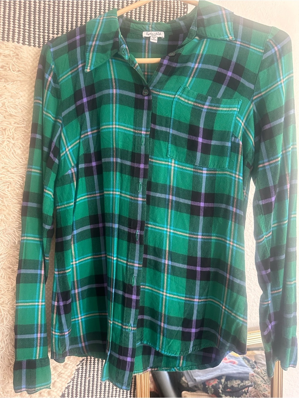 Green Plaid Button-Up Shirt for women Splendid